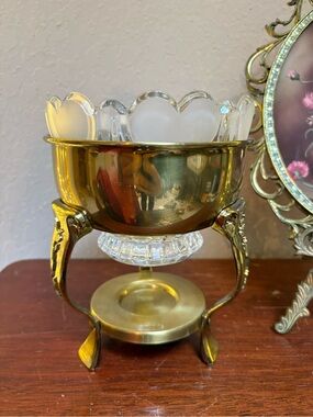 Vintage Brass and Crystal Planter
